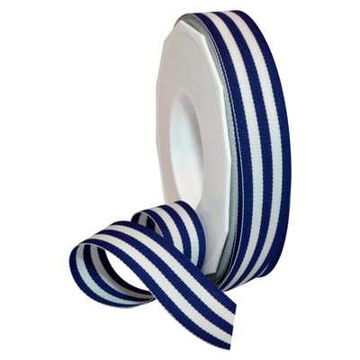 Morex Royal Blue Striped Polyester Grosgrain Ribbon, 22 mm x 16.5 m