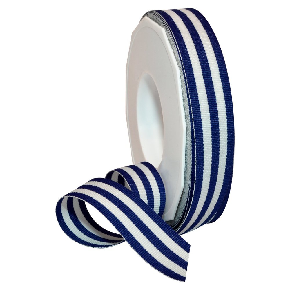 Morex Royal Blue Striped Polyester Grosgrain Ribbon, 22 mm x 16.5 m