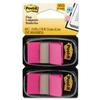 MMM680BP2 Standard Tape Flags in Dispenser, Bright Pink, 100 Flags view 1