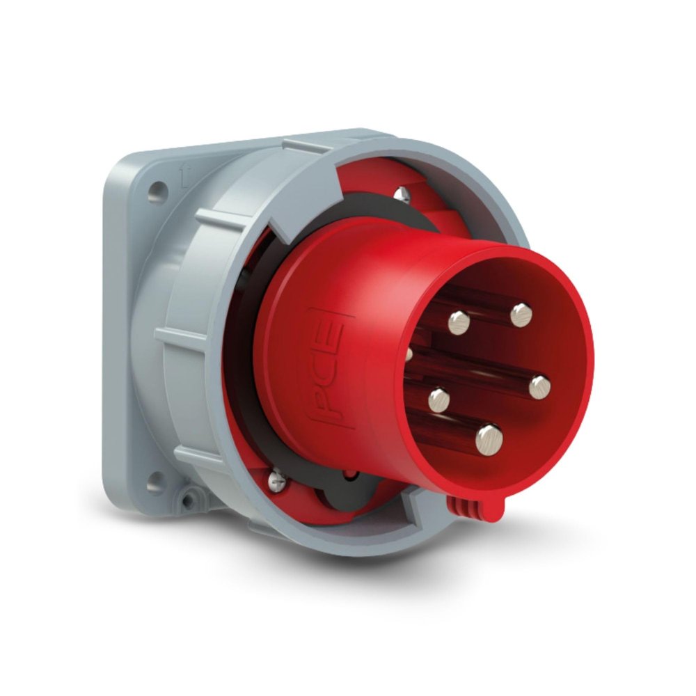 PCE 635-6 63A 5-Pole 6h IP67 CEE Panel-Mount Appliance Plug, Power Twist