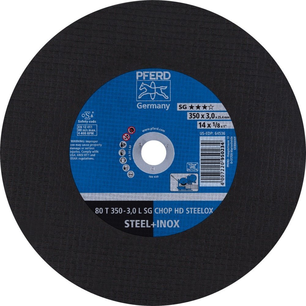 PFERD 66323582 Cutting Wheel 80 T350-3.0 A30 L SG-CHOP-HD-INOX 25.4, 1 pc.