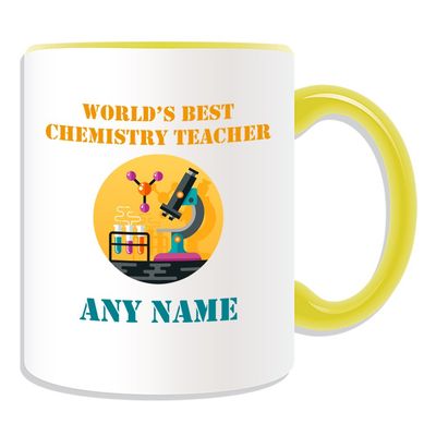 Personalized World's Best Chemistry Teacher Ceramic Mug, Yellow