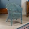 Natural Rattan Armchair with Armrests, Blue view 2