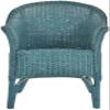 Natural Rattan Armchair with Armrests, Blue view 3