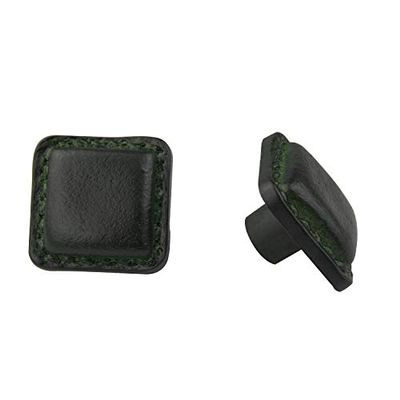 Amig Cabinet Knob, Cupboard Knob, Drawer Knob for Children's Room - Leather Look - Various Colors (Green)