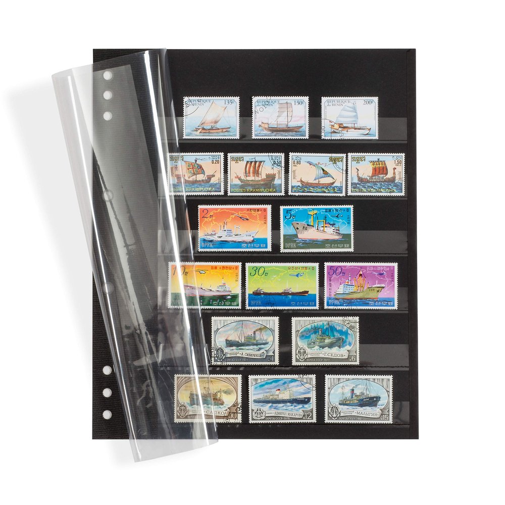 Leuchtturm OMEGA Stamp Album Pages, 6 Clear Strips
