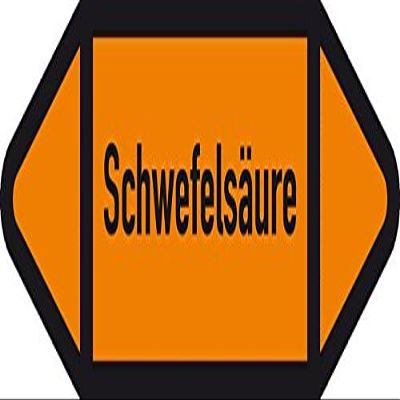 LEMAX Sulfuric Acid Pipeline Labels, DIN, Orange/Black, for Pipes 90 mm+, 300 x 100 mm, 2/Sheet, 3 Sheets