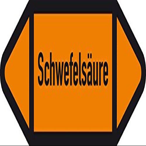 LEMAX Sulfuric Acid Pipeline Labels, DIN, Orange/Black, for Pipes 90 mm+, 300 x 100 mm, 2/Sheet, 3 Sheets