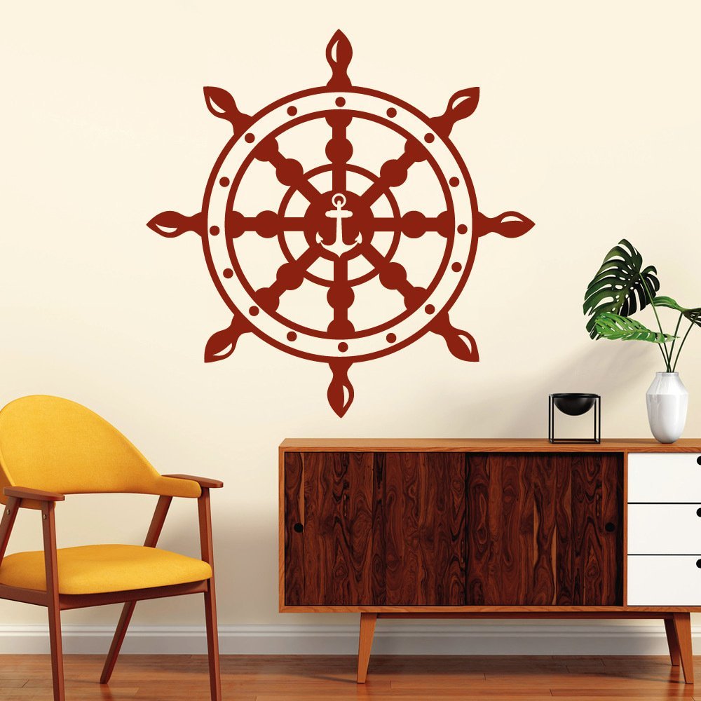 Loft Ship's Wheel with Anchor Wall Decal – 49 Colors / 4 Sizes / Transparent / 20 x 20 cm