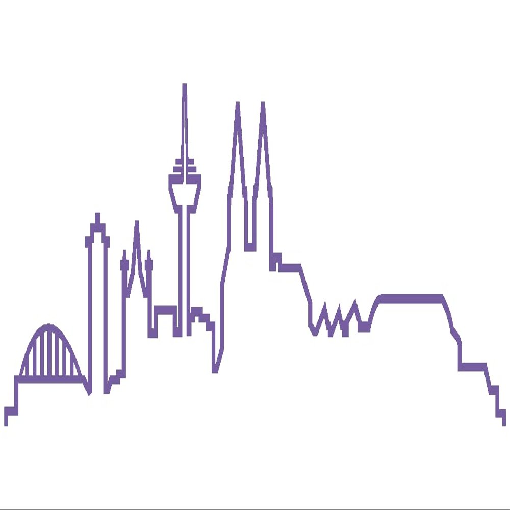 Köln Skyline Silhouette Wall Decal, 120 x 35 cm, Lavender