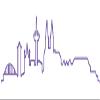Köln Skyline Silhouette Wall Decal, 120 x 35 cm, Lavender view 1