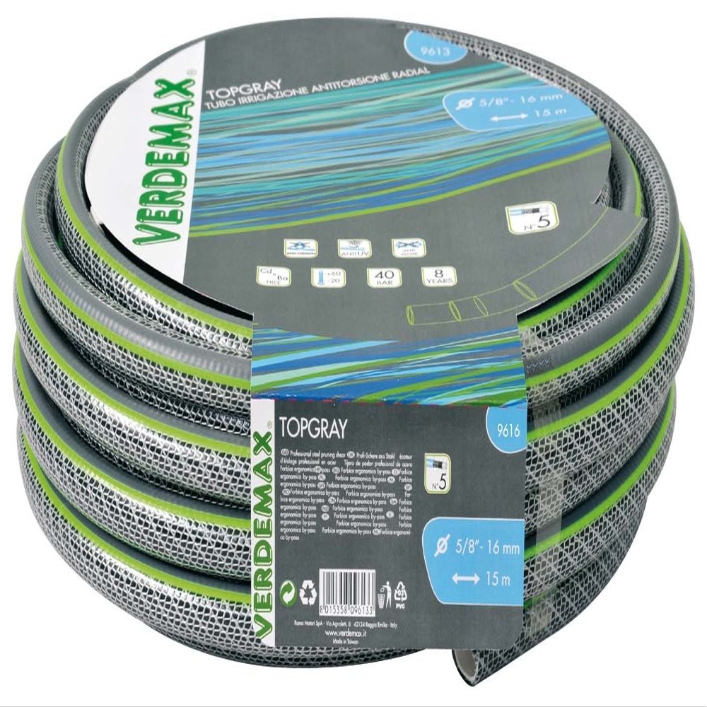 Verdemax Topgray 5-Layer Garden Hose, 3/4 in x 25 m