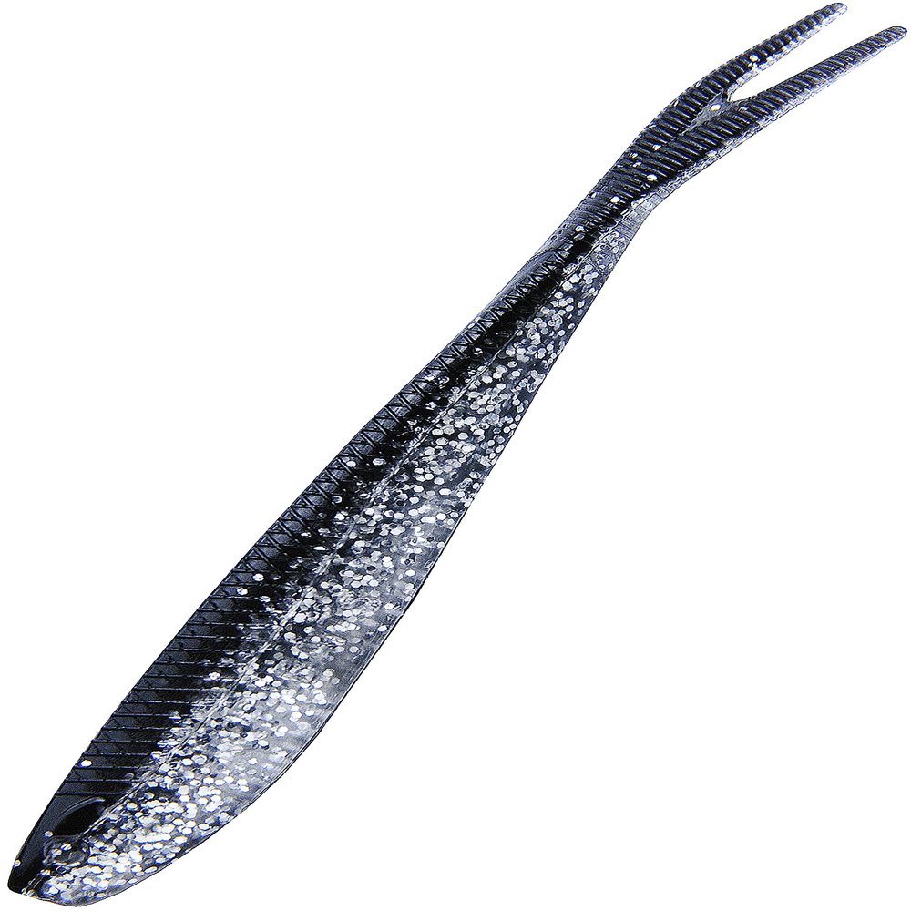 K.P XO Baby Dropshot V-Tail Soft Lures 2.6" 6-Pack, Perch Lure, 030 Black/Silver