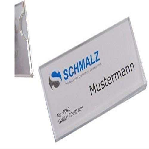 100 Clear Acrylic Name Badges with Combination Clip, 70 x 30 mm