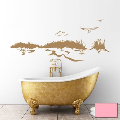 Wall Tattoo Wall Decal Dune Beach Sea Seagull Nautical M1531 – Selected Color: Pink – Selected Size: S, 80 cm W x 33 cm H