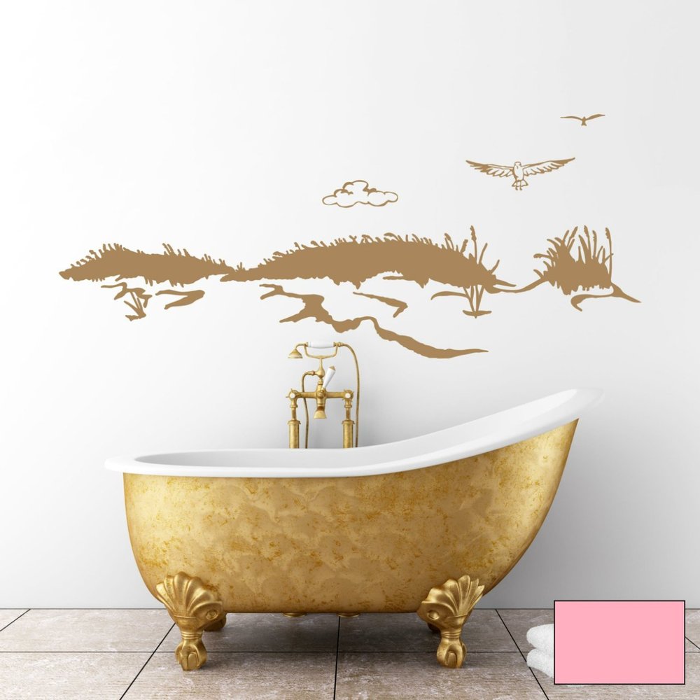 Wall Tattoo Wall Decal Dune Beach Sea Seagull Nautical M1531 – Selected Color: Pink – Selected Size: S, 80 cm W x 33 cm H