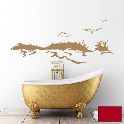Wall Decal Dune, Beach, Sea & Seagull Maritime M1531 – Cherry Red, XL 140 × 58 cm