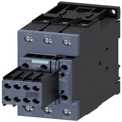 Siemens SIRIUS Contactor, 50 A, 110 V, 22 kW, 2 NO + 2 NC, Screw Terminals