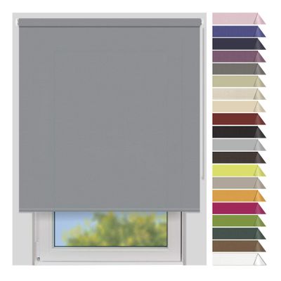 EFIXS Medium Privacy Roller Shade, Made to Measure, 25 mm Tube, up to 220 x 150 cm, Gray (10686), with or without Drilling