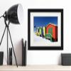 1art1 Beaches Poster, Colorful Beach Huts in South Africa, Framed with Elegant Mat, 40 x 30 cm view 2