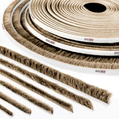 STEIGNER Self-Adhesive Brush Seal Brown 7 mm x 40 m – Durable Door Seal for Sliding and Interior Doors