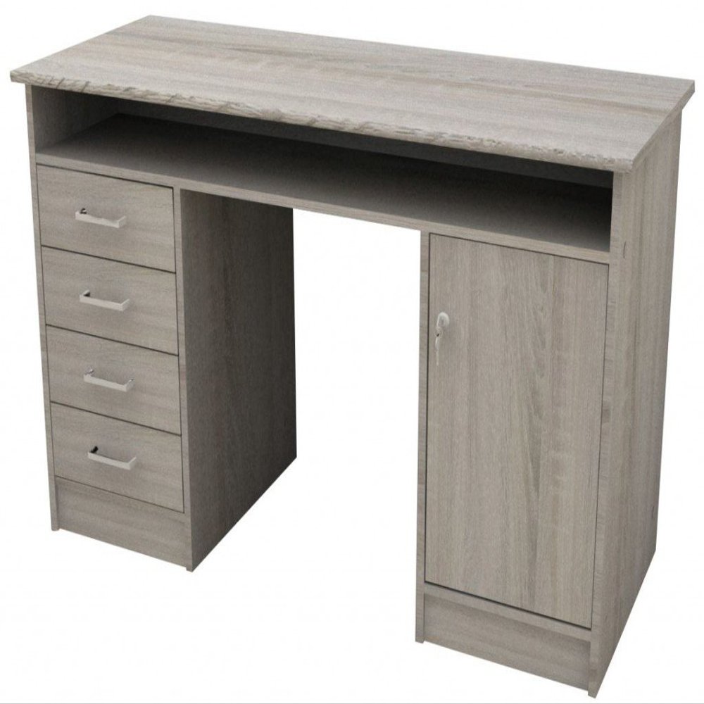 Tvilum Function Plus Desk with 4 Drawers and 1 Lockable Door, Oak Texture, 126 x 55 x 75 cm (W/D/H)