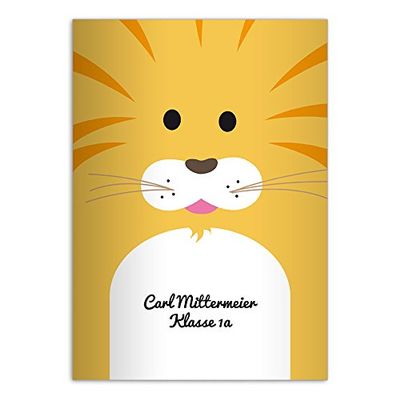 Kartenkaufrausch 16 Personalized DIN A5 School Notebooks, Lion Design, Ruling 4