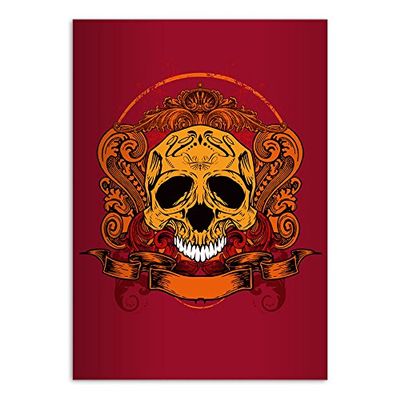 Kartenkaufrausch 4 Cool DIN A4 School Notebooks with Skull Design, Red, Ruling 27