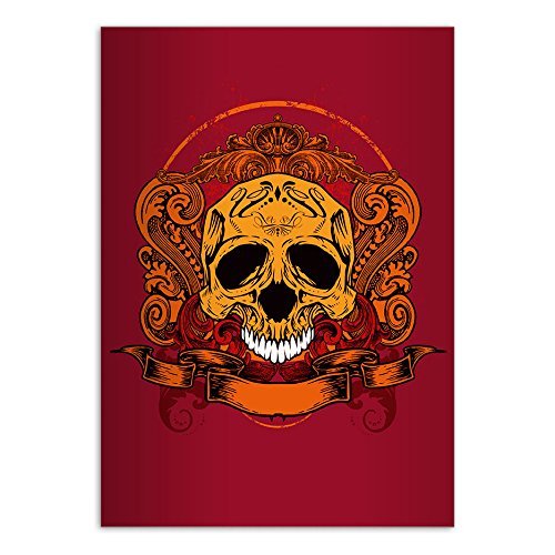 Kartenkaufrausch 4 Cool DIN A4 School Notebooks with Skull Design, Red, Ruling 27