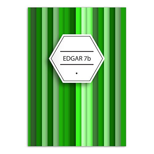 Kartenkaufrausch Set of 8 Personalized A5 School Notebooks, Striped Design, Green Lined, Rule 4