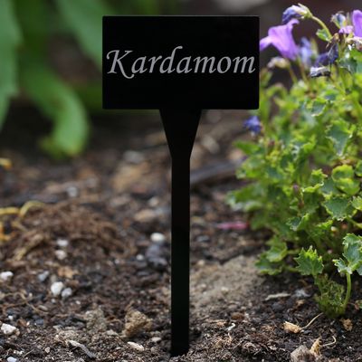 Black Rectangular Acrylic Plant Labels – Custom Name, Weatherproof | Cardamom