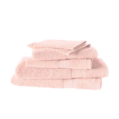 De Witte Lietaer 201390 Bathroom Towel Set: 2 Washcloths, 2 Hand Towels 50 x 100 cm, 2 Bath Towels 70 x 140 cm, Cotton, Pink