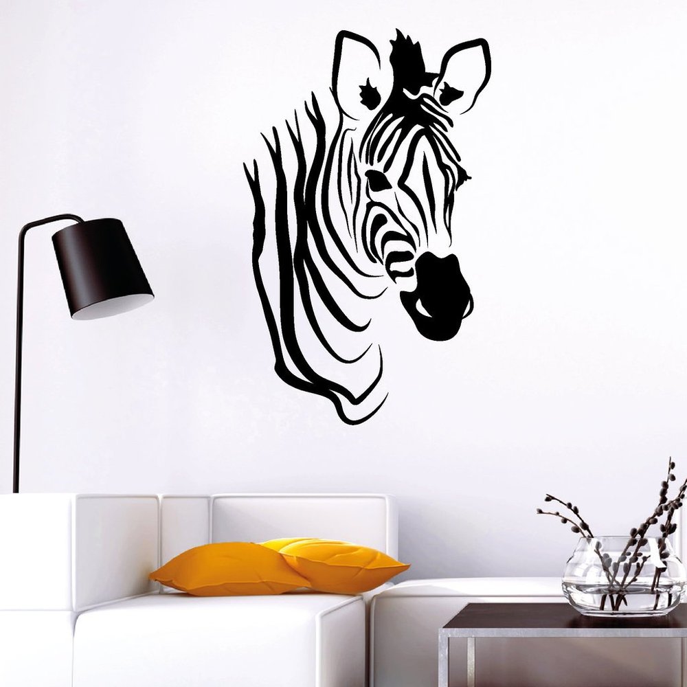 Loft Zebra Africa Safari / Giraffe Wall Decal, 54 Colors, 2 Sizes, Transparent, 55 x 88 cm