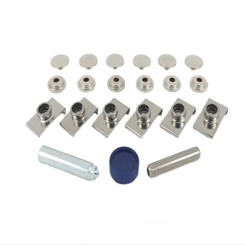 BPS 850-6-22 R00 Stainless Steel (Grade 304) 3-Part Snap Fastener and 22 mm Windshield Clip Set with Tool