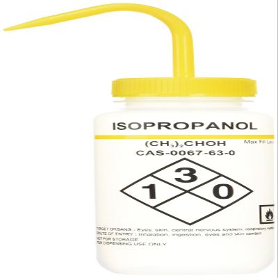 Heathrow Scientific HD120252 Safety Wash Bottle, Isopropanol, Self-Venting, Wide-Mouth, 500 mL, Yellow (Pack of 6)