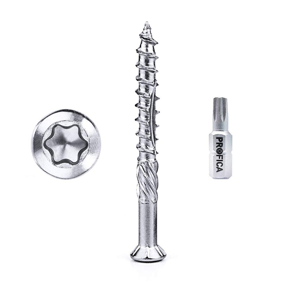 PROFICA Decking Screws 5 x 50 mm, 300-Pack, Hardened C1 Stainless Steel, incl. TX25 Bit & Decking Guide