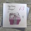 WHITE COTTON CARDS Happy Birthday Teenager 13 Pink Gift, Handmade view 1