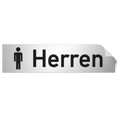 Trschilder24 PVC Door Sign "Men" 160 x 40 mm Silver/Black Self-Adhesive