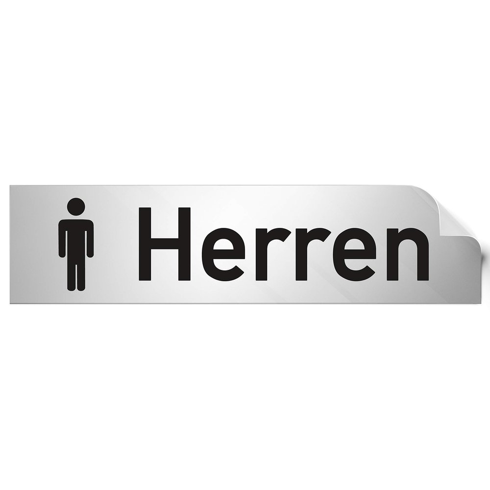 Trschilder24 PVC Door Sign "Men" 160 x 40 mm Silver/Black Self-Adhesive