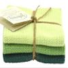 Knitted Dishcloths, Set of 3, Green Combo view 1