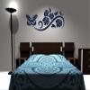 Wandtattooladen Wall Decal - Roses with Butterfly, 110 x 47 cm, Lilac view 1