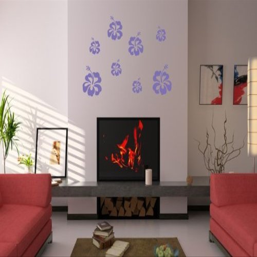 Wandtattooladen Hibiscus Flower Wall Decal Set 1, 20–40 cm, Light Blue