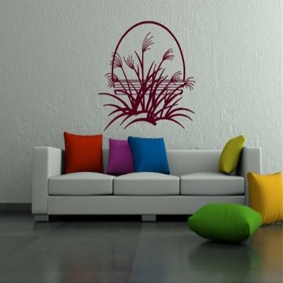 Wandtattooladen Wall Decal – Grasses at Sunset, 90 × 72 cm, Lime Green