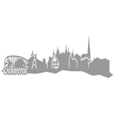Samunshi Schwerin Skyline Sticker, 15 × 2.9 cm, Gray