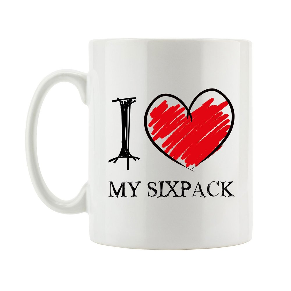 Pixxprint I Love My Sixpack Fun Mug, Approx. 300 ml, White Ceramic, Dishwasher-Safe