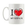 Pixxprint I Love My Sixpack Fun Mug, Approx. 300 ml, White Ceramic, Dishwasher-Safe view 1