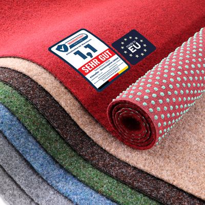 Primaflor Green Red Artificial Grass Carpet 400 x 2550 cm | Sold by the Meter | 8 mm | UV-Stabilized | Water-Permeable | Nubby-Backed Balcony Carpet | Quick-Drying Outdoor Flooring for Balcony and Patio