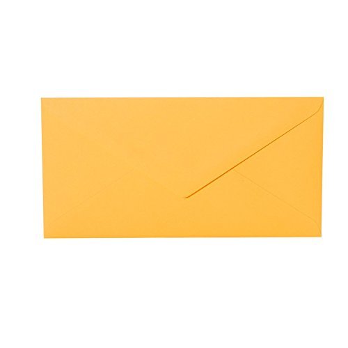 Paper24 50 DL Envelopes 110 x 220 mm with Pointed Flap, 120 gsm, Yellow-Orange
