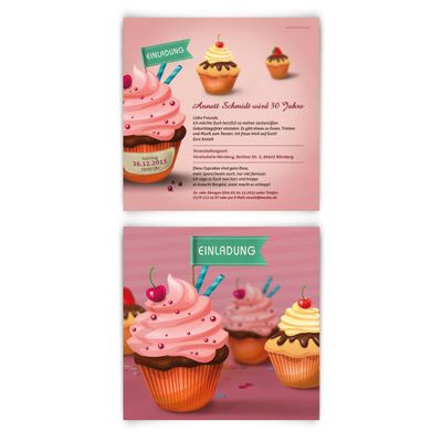 60 Cupcake Birthday Invitations with Custom Text