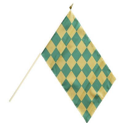 Flaggenfritze Checkered Green-Yellow Handheld Flag - 30 x 45 cm